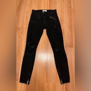 Current/Elliott Black Distressed Skinny Jeans